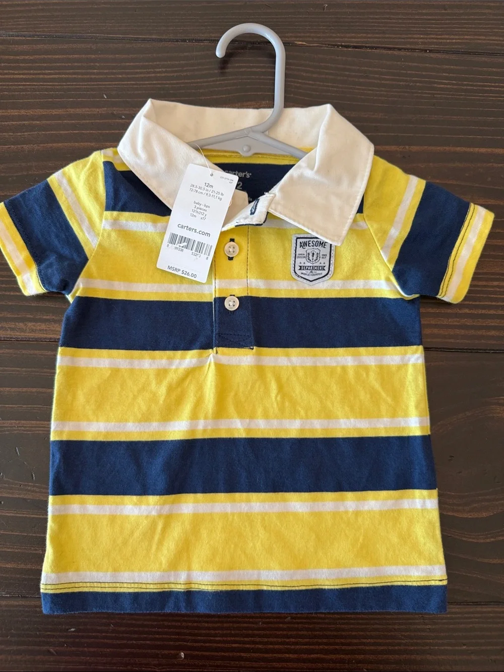 Carter's Yellow, Navy & White Striped Polo